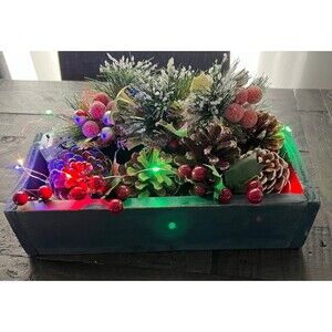 Stained Wooden Cedar Christmas Centerpiece Table Decoration